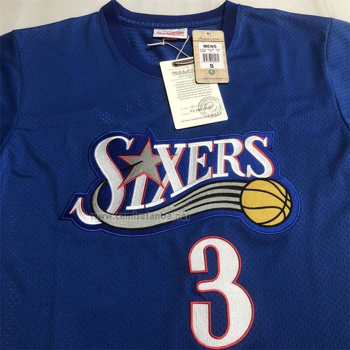 Camiseta Manga Corta Philadelphia 76ers Allen Iverson NO 3 Azul